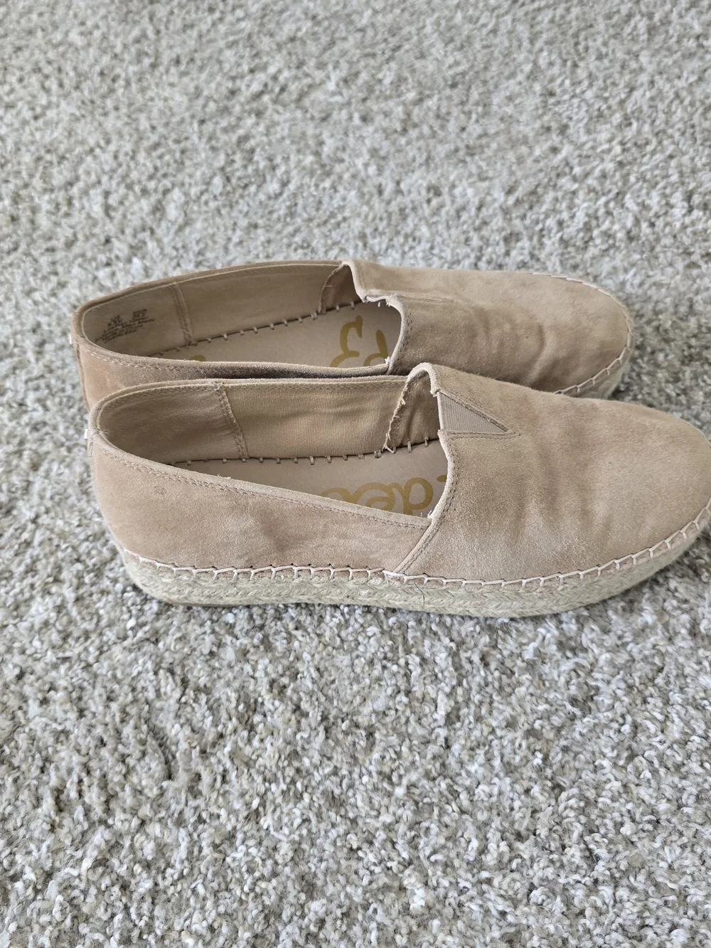 Sam Edelman Women's Beige Suede Espadrille Slip-On Flat Round Toe US 8.5